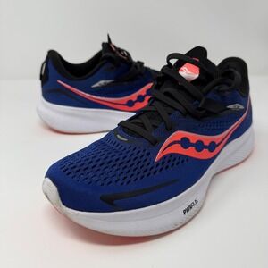 Saucony Ride 15 Shoes Size 8 Wide Running Blue Coral PWRRUN Running Gym Men's